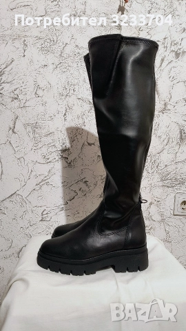 Елегантни Черни Ботуши Tamaris – Над Коляното, снимка 2 - Дамски ботуши - 52732890