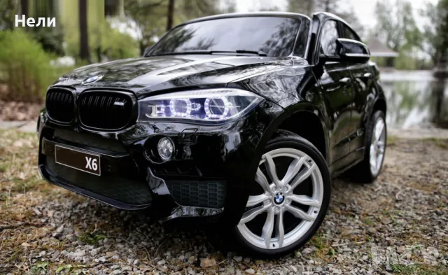 Двуместен джип Лицензиран BMW X6M 12V C MP3 с меки гуми с 2 Кожена седалка за 2 деца, снимка 2 - Детски велосипеди, триколки и коли - 46818749