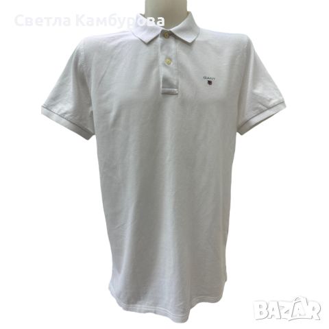 Мъжки полошърт GANT размер L / XL бяла тениска, снимка 1 - Тениски - 45748990