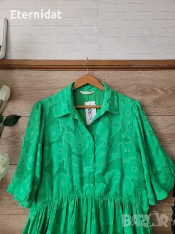 Зелена разкроена рокля , снимка 2 - Рокли - 50888700