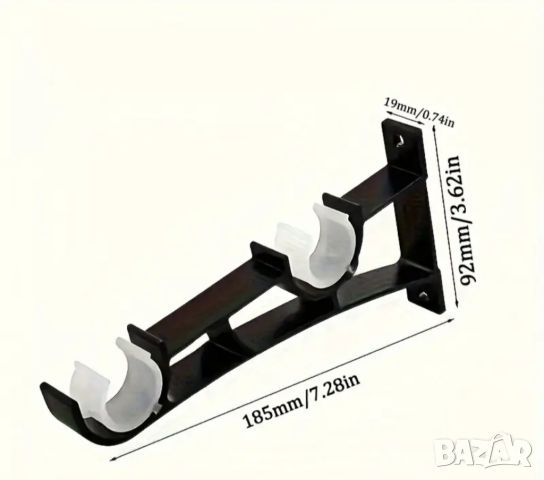 Двоен държач за корниз, к-т 2 броя , снимка 3 - Други стоки за дома - 46173697
