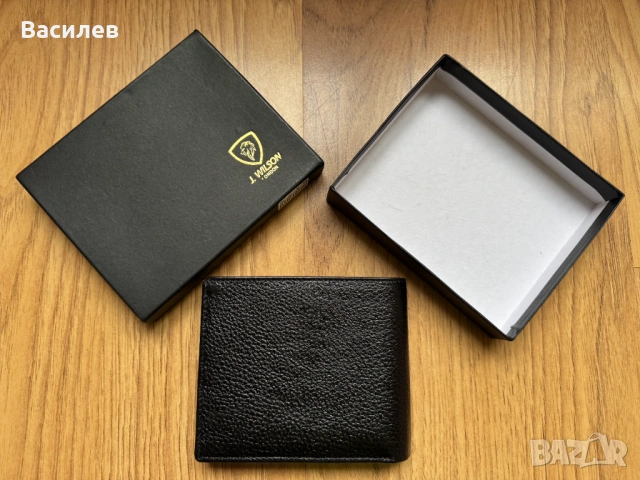 J. Wilson мъжки портфейл портмоне естествена кожа плюс подарък кейс за документи и карти внос Англия, снимка 4 - Портфейли, портмонета - 47245277