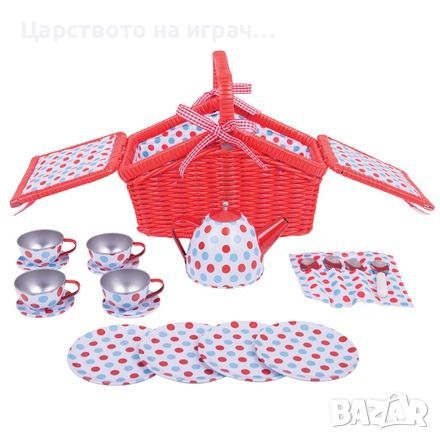 Bigjigs – Детски сервиз за чай с кошница, снимка 1 - Кукли - 45092279