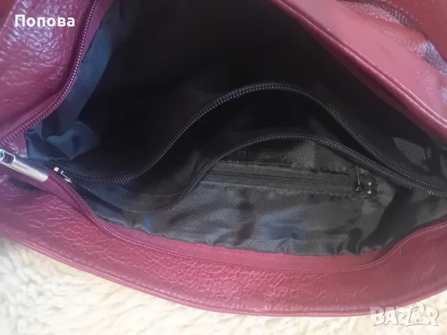 Червена италианска чанта естествена кожа , снимка 5 - Чанти - 50051520