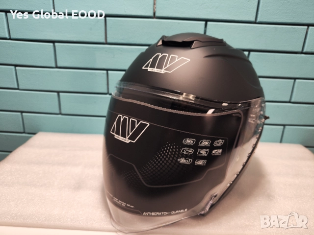 MY-835 джет каска с визьор, ECE 22.06, матово черна, M N5, снимка 10 - Аксесоари и консумативи - 51910818
