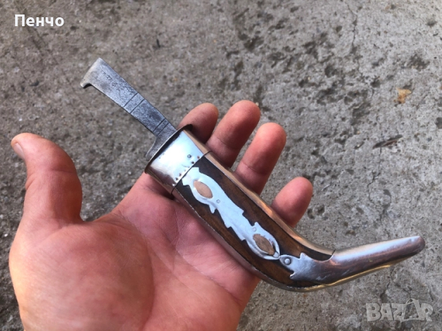стар нож "Вълчи зъб" с кания, снимка 4 - Ножове - 50149186