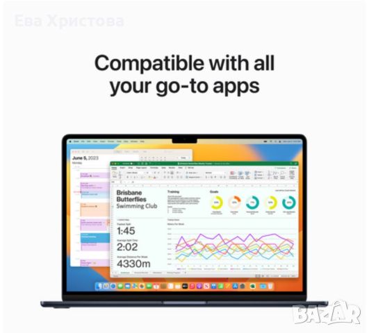 Лаптоп Макбук Apple 15" MacBook Air (Midnight), снимка 1 - Лаптопи за дома - 46286381