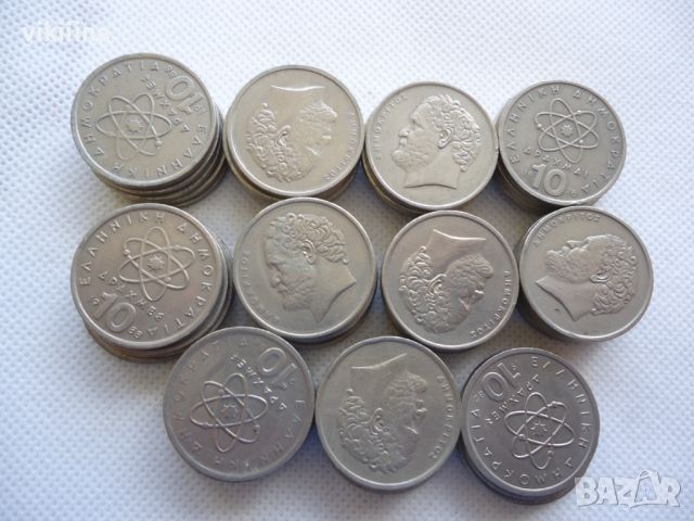 54 броя гръцки монети 10 драхми