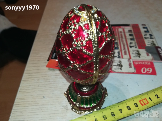 ФАБЕРЖЕ-ЯЙЦЕ МЕД/МЕСИНГ 3108251912, снимка 2 - Антикварни и старинни предмети - 51554498