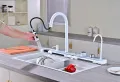 Бяла мултифункционална кухненска мивка с регулируем двоен водопад, снимка 7