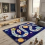 Детски килим за игра 120х160см - Тъмносин килим с космос и пътека от числа, противоплъзгащ и миещ се, снимка 5