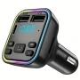 CAR Bluetooth FM трансмитер - 3.1 А, 7 LED светлини, 2xUSB + TYPE C , снимка 1