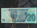 Банкнота - Зимбабве - 20 долара UNC | 2020г., снимка 2