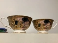 Чаша с чинийка G  Klimt  Ар Нуво  позлатен порцелан  отличен състояние  без следи от употреба  2 бр, снимка 3