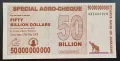 Зимбабве .  50 000 000 000 долара.  50 бильона долара.  2008 година.  UNC., снимка 1