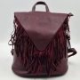 Велурена дамска раница с ресни и метални нитове – бохо стил, различни цветове, НОВИ, снимка 3