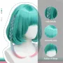 Аниме синьо зелена тюркоазена перука с плитки Anime Vtuber Kyo Kaneko Cosplay, снимка 4