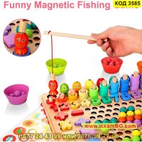 Дървена образователна игра с различни активности - топчета, цифри, въдица и рибки - КОД 3585, снимка 4 - Образователни игри - 45299881