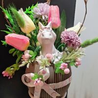 Великденска украса с порцеланово зайче, снимка 2 - Декорация за дома - 45199032