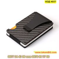 Черен картодържател с RFID защита за безконтактни кредитни карти - КОД 4037, снимка 1 - Портфейли, портмонета - 45206944