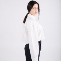 Дамска Риза Cropped - Бяла, снимка 2 - Ризи - 45200603