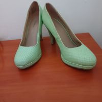 Дамски обувки Тамарис Tamaris 38 естествена кожа бледозелени, снимка 1 - Дамски обувки на ток - 45208023