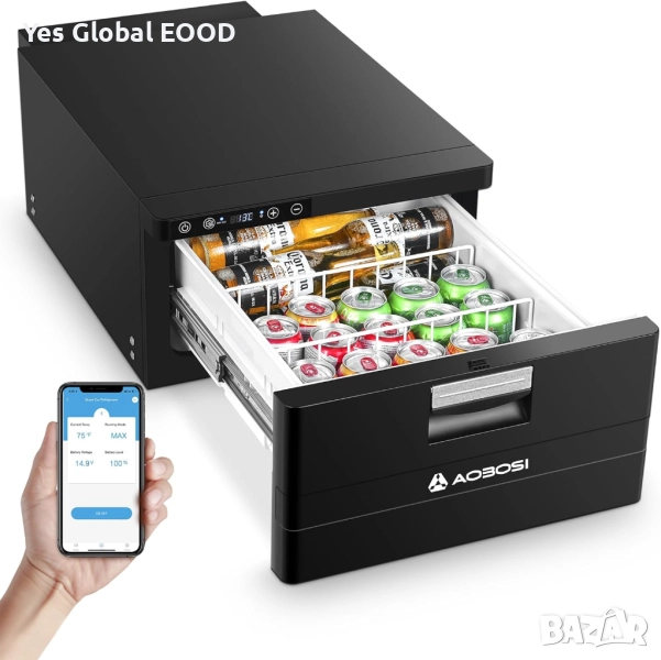 AAOBOSI 31L чекмеджен хладилник 12/24V с APP управление, снимка 1