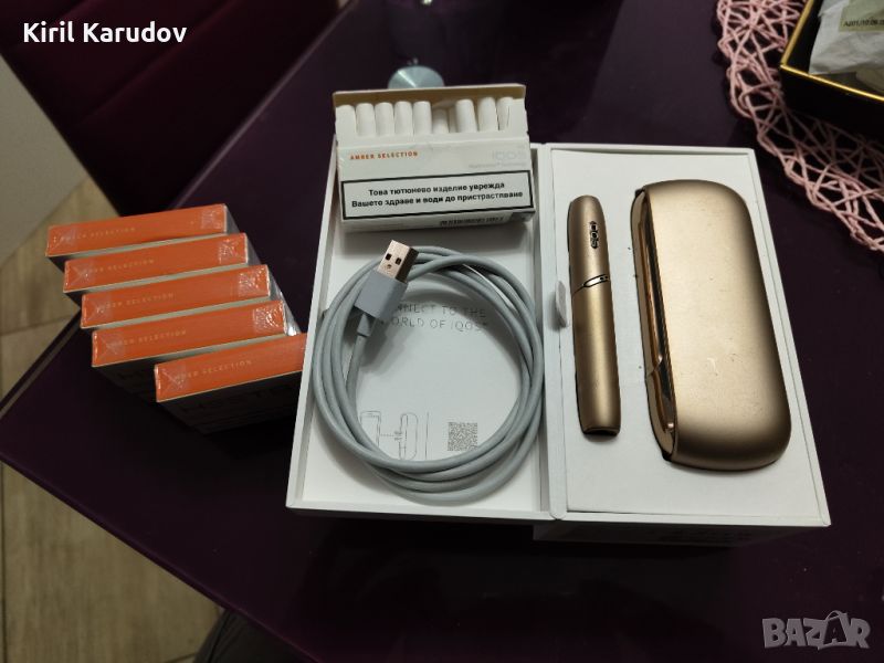 Iqos 3 duo gold + 5 кутии цигари + подарък 6 та кутия , снимка 1