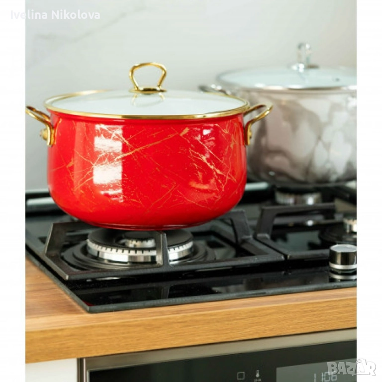 Тенджера Goldmann GM 8017-26R, 26x16см.\8.5л., Емайл, Индукция, Червена, снимка 1