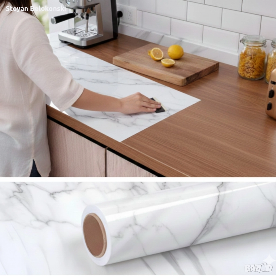 Мраморно самозалепващо фолио за обновяване на дома – водоустойчиво, здраво, практично, снимка 1