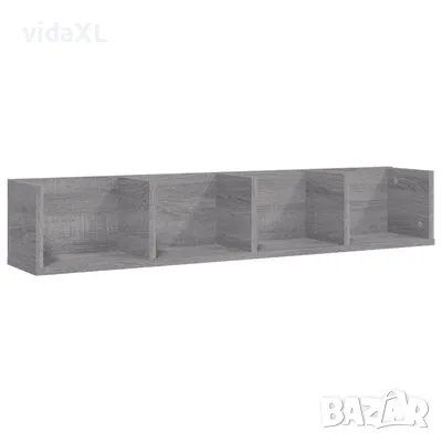 vidaXL CD стенен рафт, сив сонома, 100x18x18 см, инженерно дърво（SKU:826618）, снимка 1