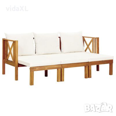 vidaXL 3-местна градинска пейка с възглавници, 179 см, акация масив(SKU:310309, снимка 1