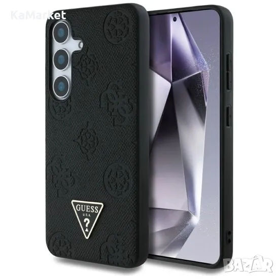 Оригинален кейс Guess Grained Hot Stamp Peony Triangle Logo MagSafe, За Samsung Galaxy S25 Ultra, Че, снимка 1