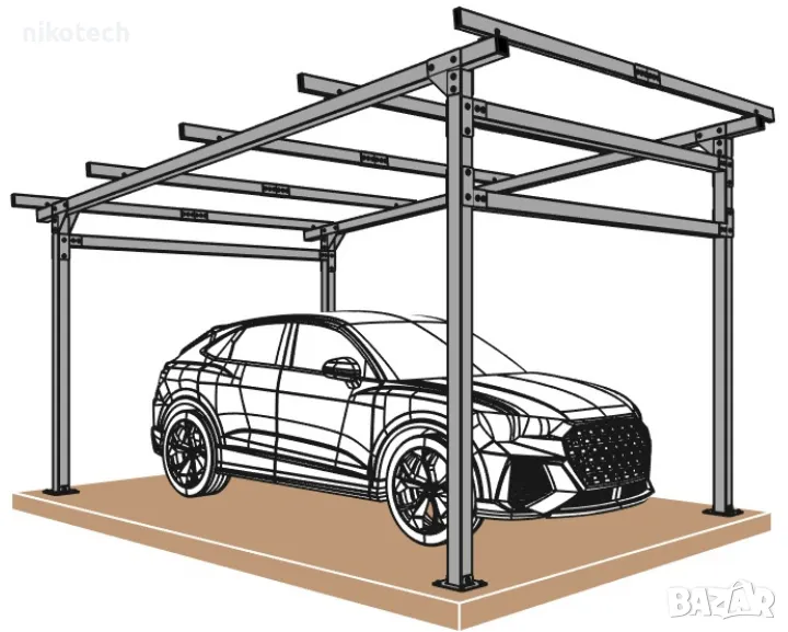 Метална конструкция за къща, бунгало, навес, гараж 5.5х3.2 = 17.6 m², снимка 1