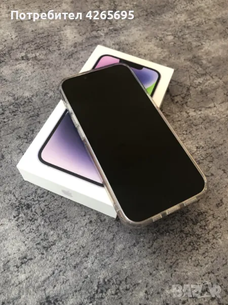 Нов iPhone 14, 128GB, Purple с аксесоари, снимка 1