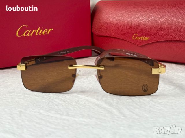 Cartier висок клас мъжки слънчеви очила с дървени дръжки, снимка 8 - Слънчеви и диоптрични очила - 45870838