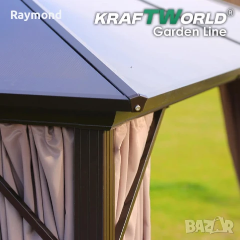 Луксозна Шатра KraftWorld Tenerife – 3×4 м с Твърд Покрив,Мрежа и Завеси, снимка 5 - Градински мебели, декорация  - 51206293