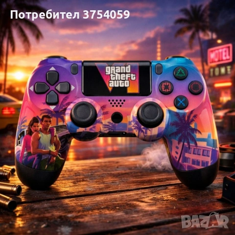 Безжичен джойстик за PS4 с тъчпад, вибрация и LED осветление – FC25 / GTA дизайн, снимка 3 - Друга електроника - 53124308