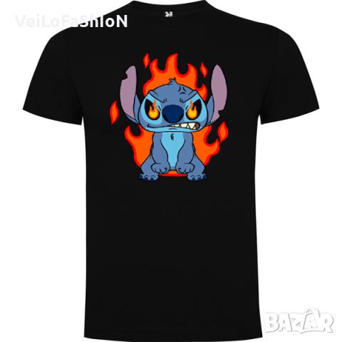 Нова детска тениска със Стич (Stitch) - Angry Stitch в черен цвят