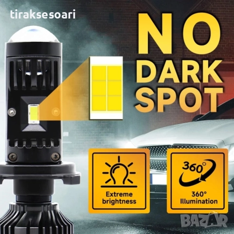 LED крушки H7 Y10 с лупа – 200W, 26400LM, 6000K, 360°, Canbus, 12V, снимка 8 - Аксесоари и консумативи - 51890029
