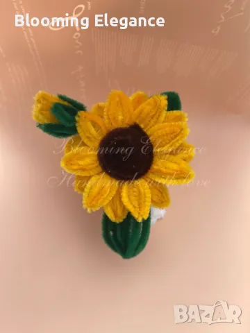 Мини плюшен слънчоглед в гипсова фигурка, снимка 3 - Романтични подаръци - 50046737