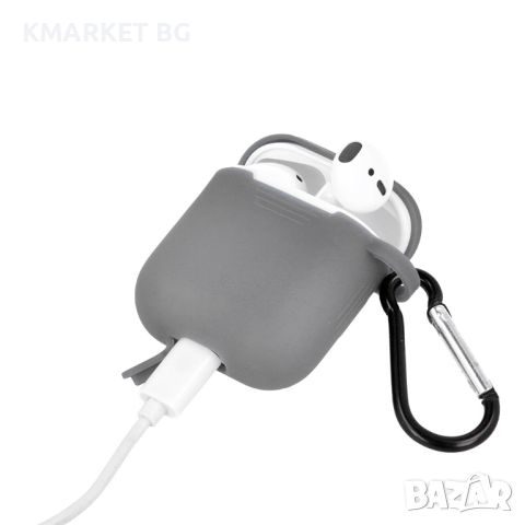 Калъф силиконов за Airpods 1/2 слушалки bSmart, Сив, снимка 3 - Калъфи, кейсове - 46321495