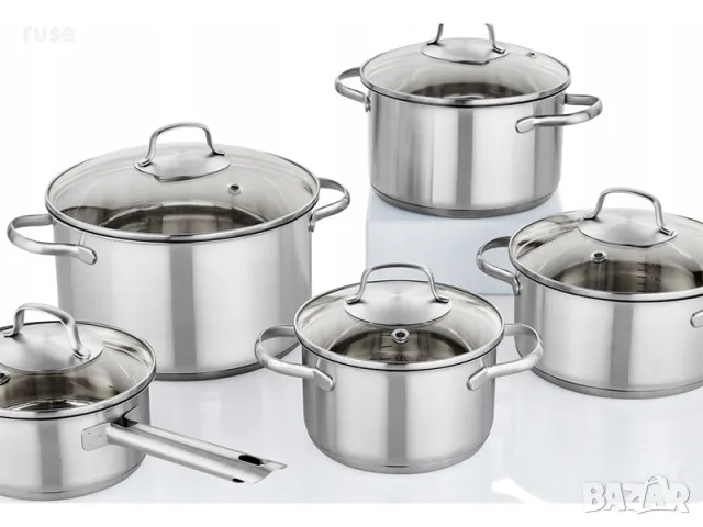 НОВИ! Комплект тенджери 5 части с капак неръждаема стомана ИНДУКЦИЯ, снимка 4 - Съдове за готвене - 49786209