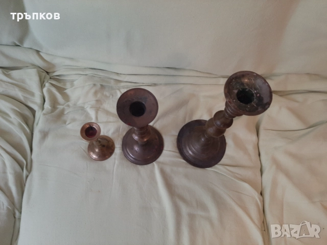  стари месингови свещници , снимка 2 - Други ценни предмети - 51613590