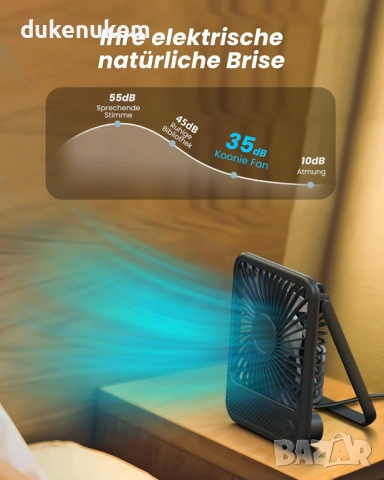 USB Настолен вентилатор – Мини вентилатор с 3 скорости и тих режим 35 dB, снимка 6 - Вентилатори - 53258205