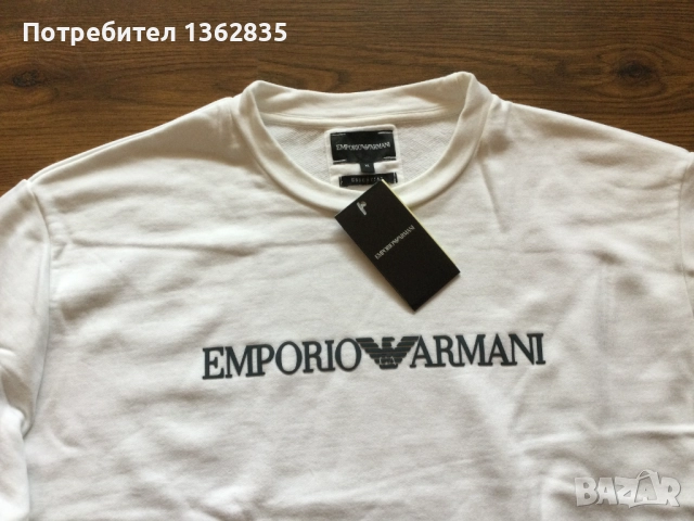 НОВА оригинална бяла памучна фланела блуза EMPORIO ARMANI размер XL, снимка 6 - Блузи - 51975503