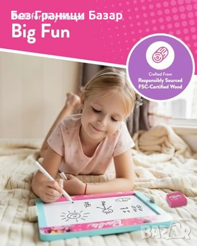 Нова Барби Детска дървена дъска Barbie статив с маркер и тебешири за деца, снимка 5 - Образователни игри - 53033250