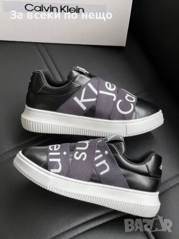 Calvin Klein Дамски Черни Маратонки С Бяло Лого👟Дамски Спортни Обувки Келвин Клайн Код E253, снимка 3 - Маратонки - 50412630