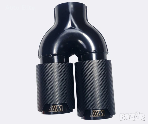 Накрайник ауспух – Ляв, карбоново покритие, двоен изход, за BMW, снимка 2 - Части - 53571083