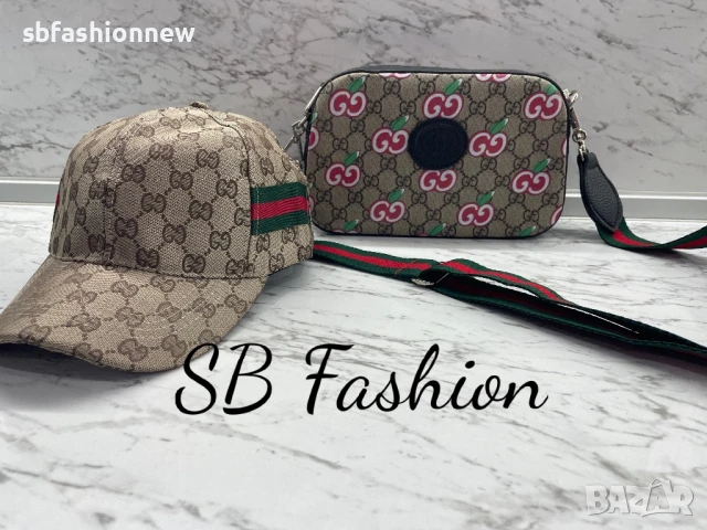 Gucci бежов комплект шапка и чанта, снимка 5 - Чанти - 51034118